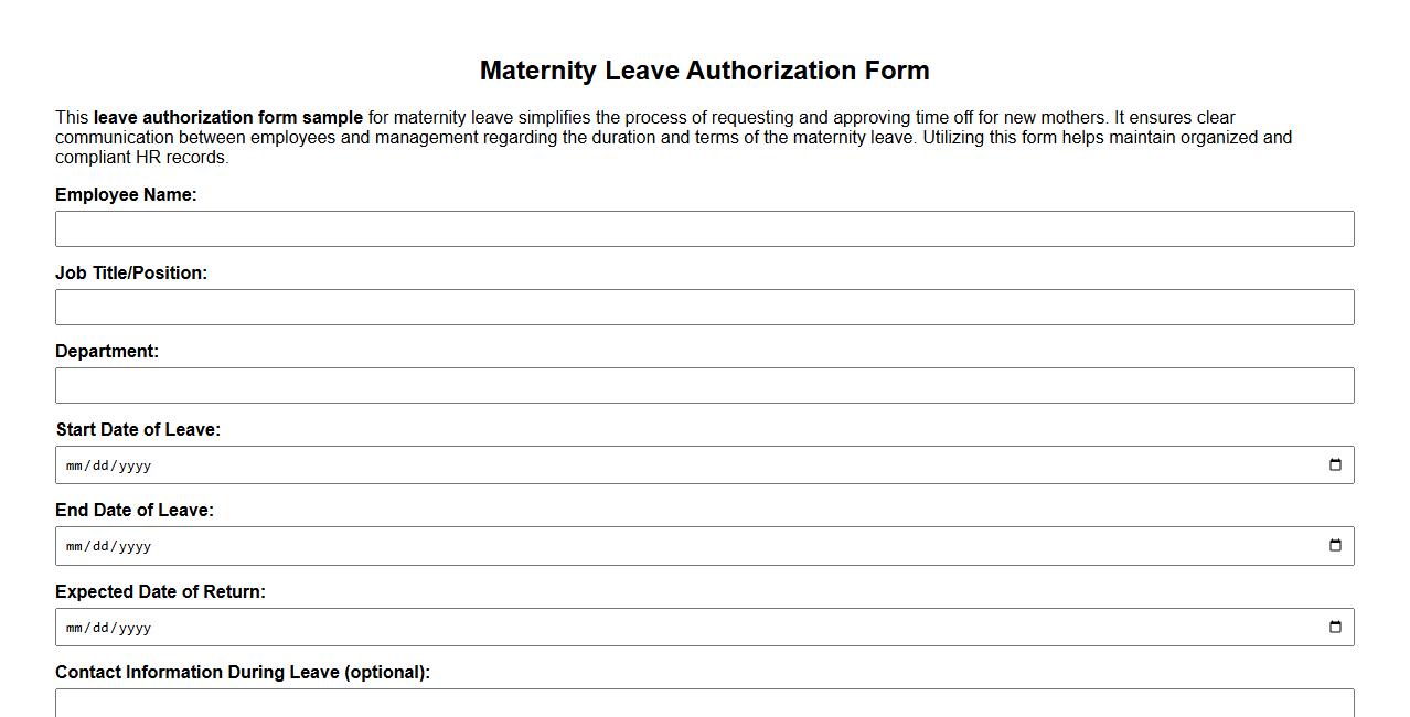 leave authorization form sample for maternity leave image preview