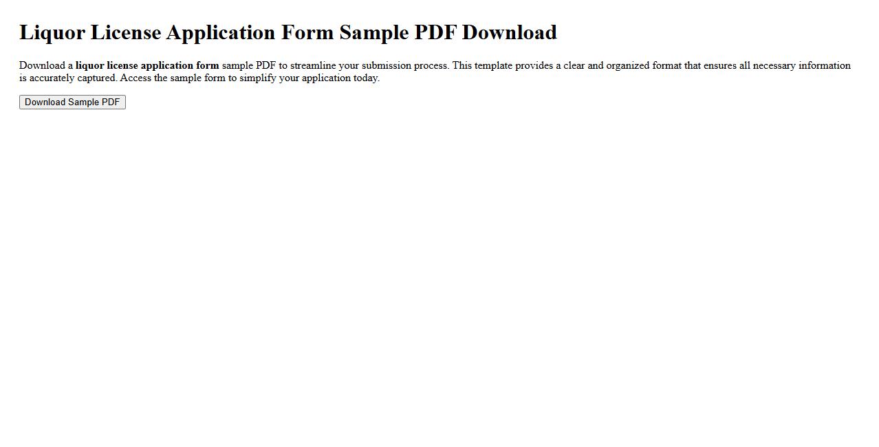 Liquor license application form sample PDF download image preview