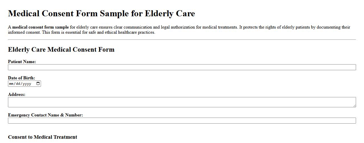 medical consent form sample for elderly care image preview