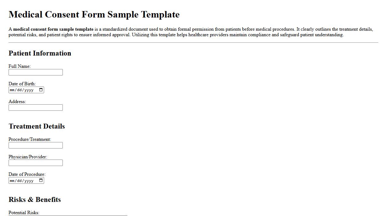 medical consent form sample template image preview