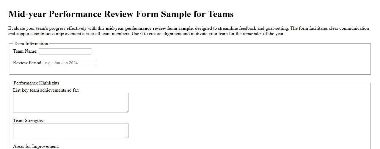 Mid-year performance review form sample for teams image preview