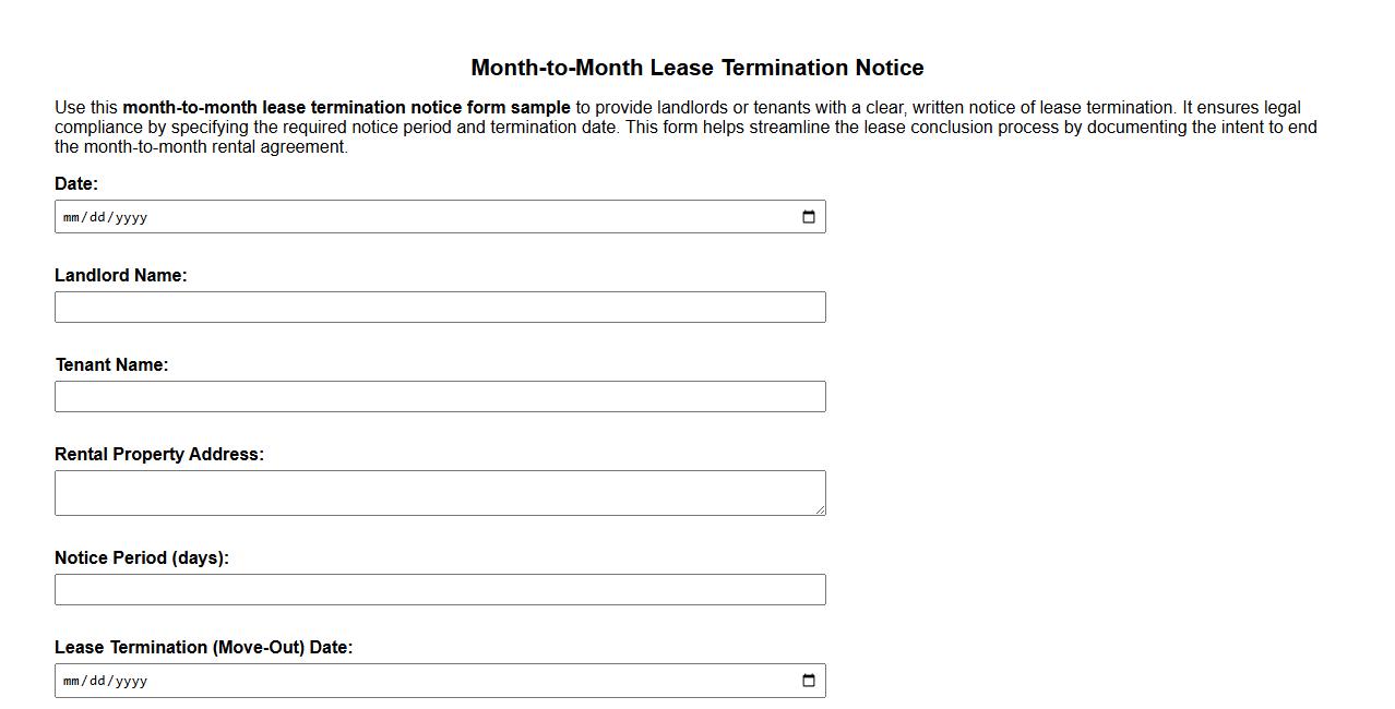 month-to-month lease termination notice form sample image preview