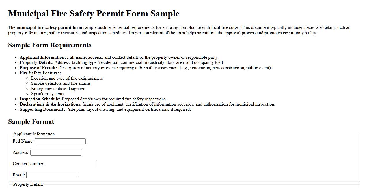municipal fire safety permit form sample requirements image preview