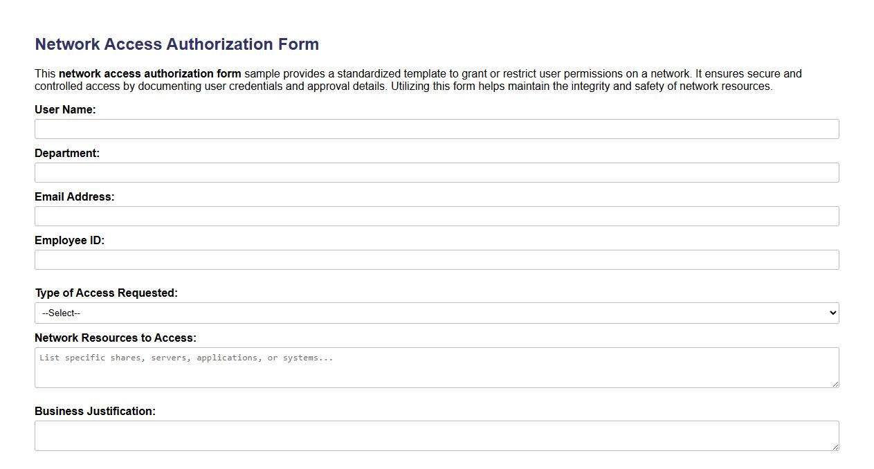 network access authorization form sample image preview