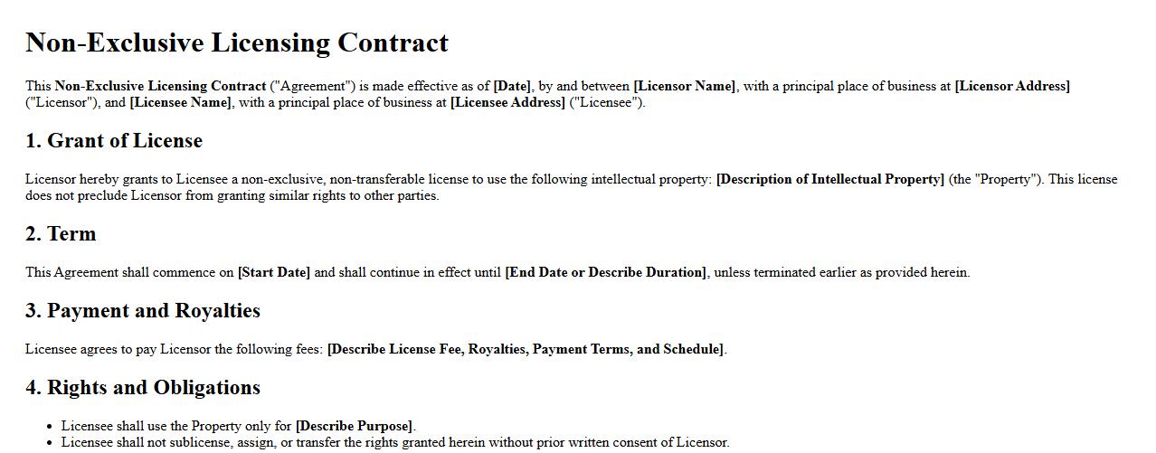 non-exclusive licensing contract form sample image preview