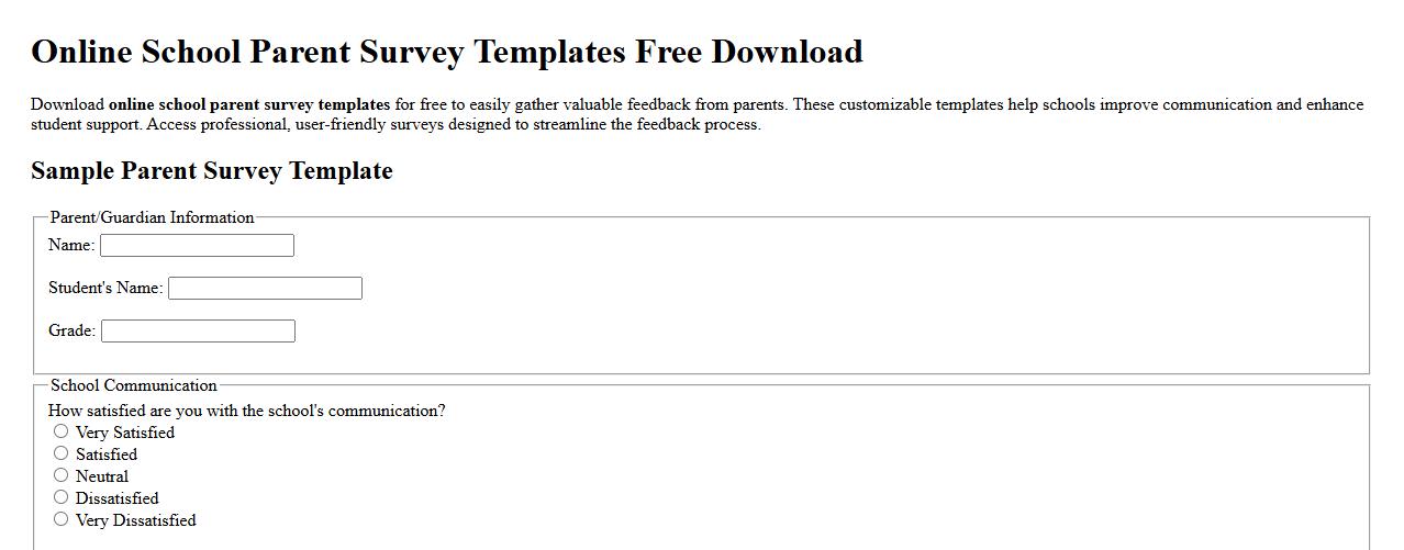 online school parent survey templates free download image preview