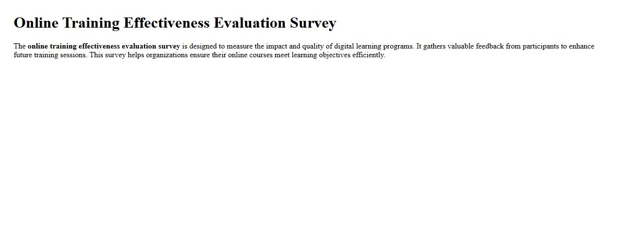 Online training effectiveness evaluation survey image preview