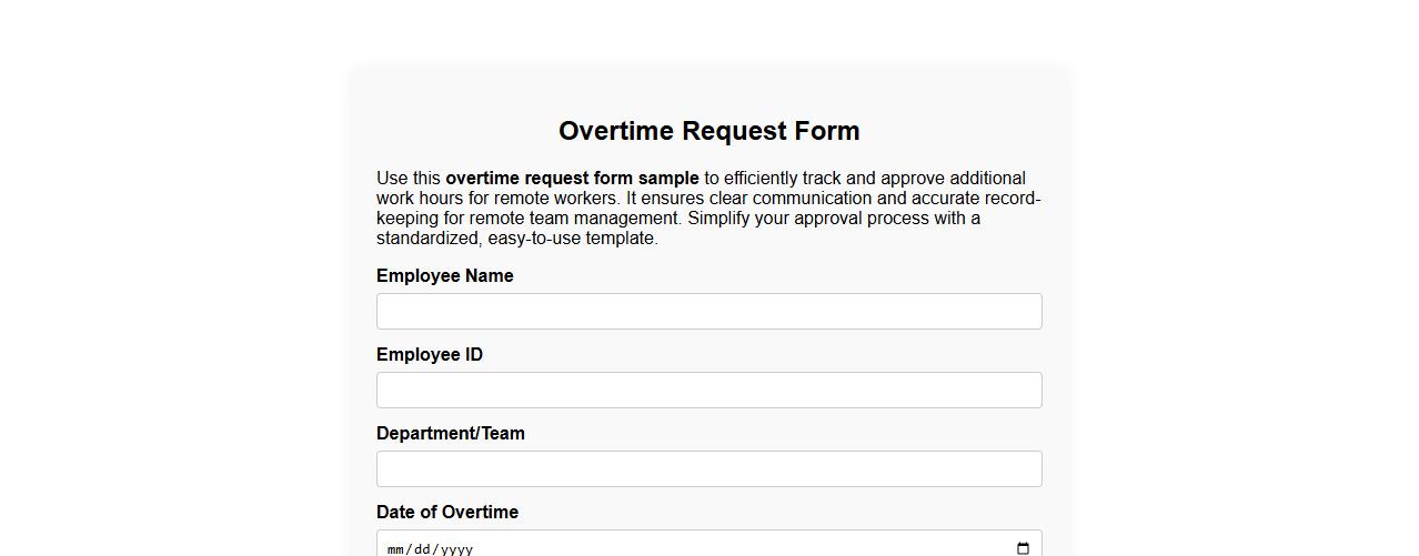 Overtime request form sample for remote workers image preview