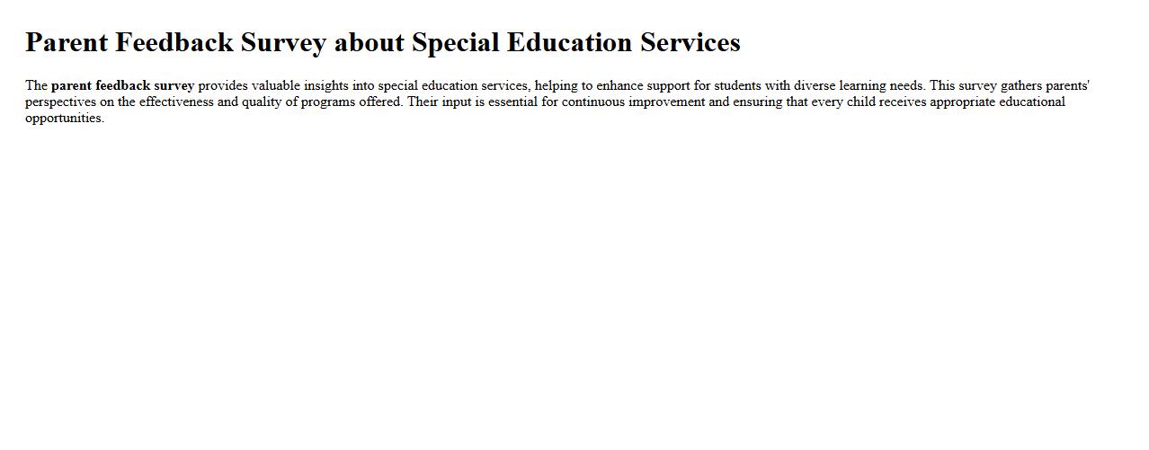 Parent feedback survey about special education services image preview