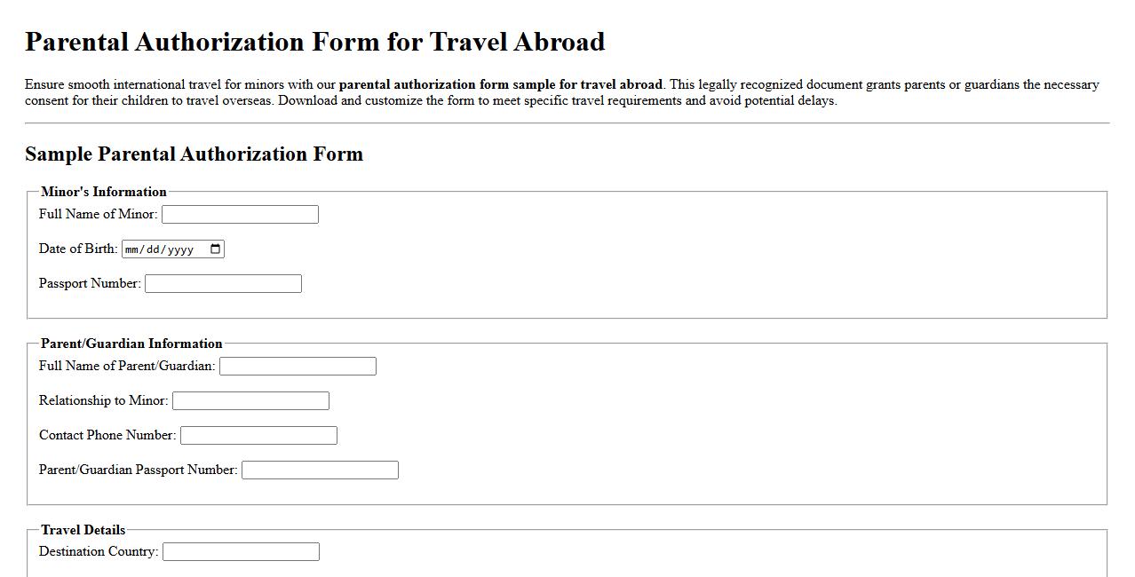 Parental authorization form sample for travel abroad image preview