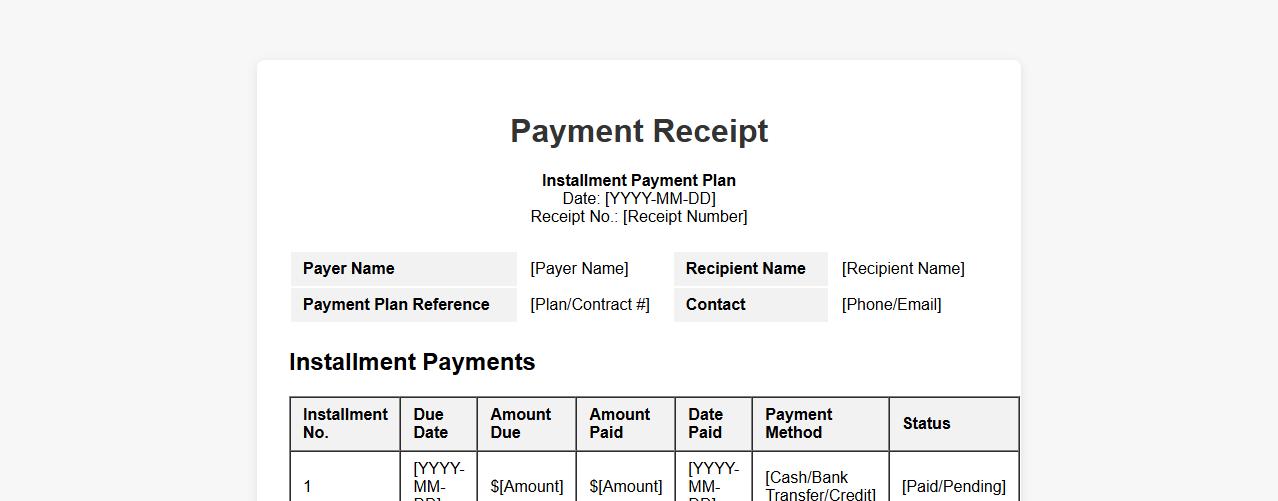 Payment receipt template suitable for installment payments image preview