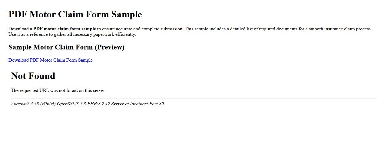PDF motor claim form sample with required documents image preview