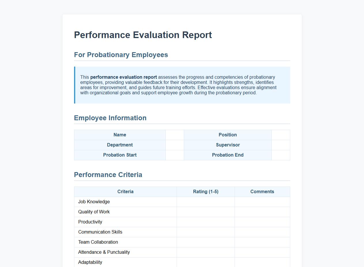 Performance evaluation report for probationary employees image preview