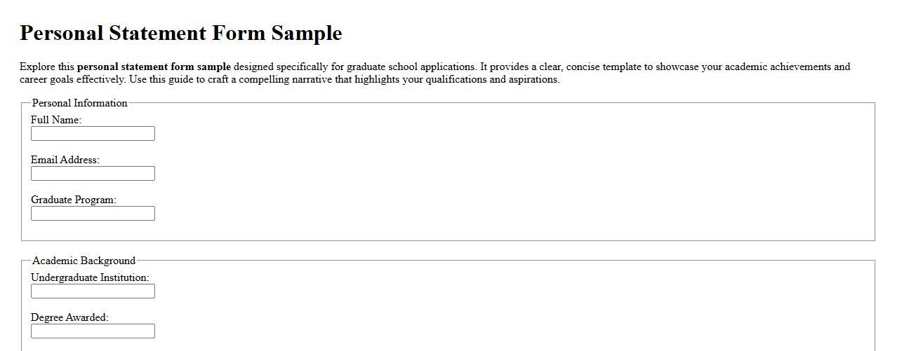 personal statement form sample for graduate school image preview