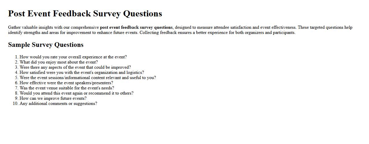 post event feedback survey questions image preview