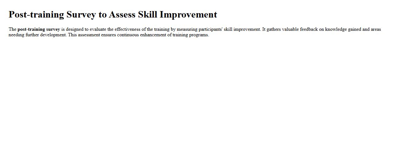 Post-training survey to assess skill improvement image preview