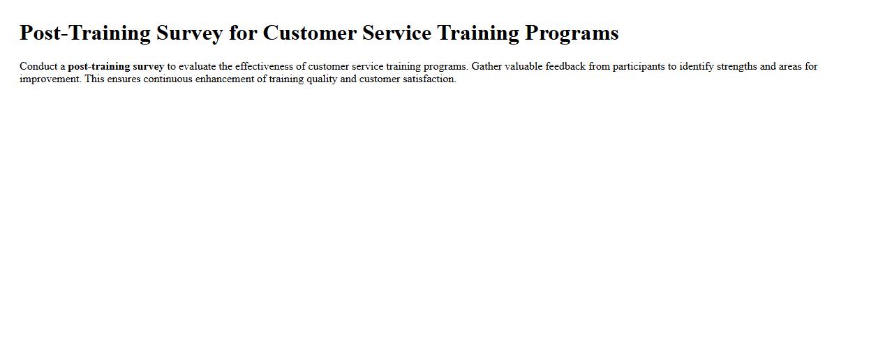 Post-training survey for customer service training programs image preview