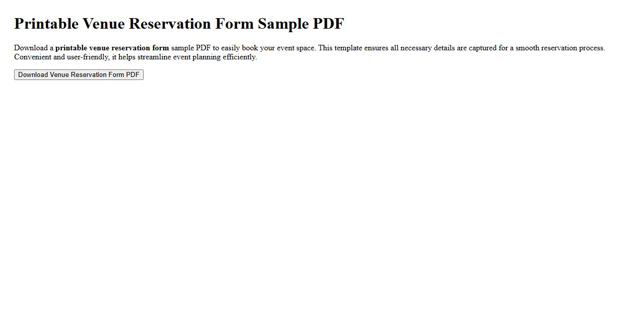Printable venue reservation form sample PDF image preview