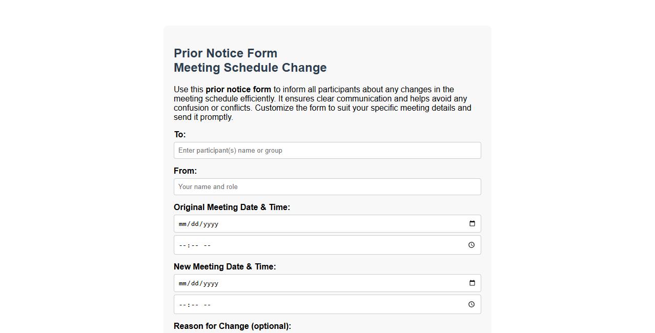 prior notice form sample for meeting schedule change image preview
