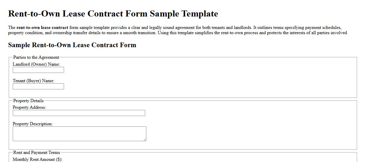Rent-to-own lease contract form sample template image preview