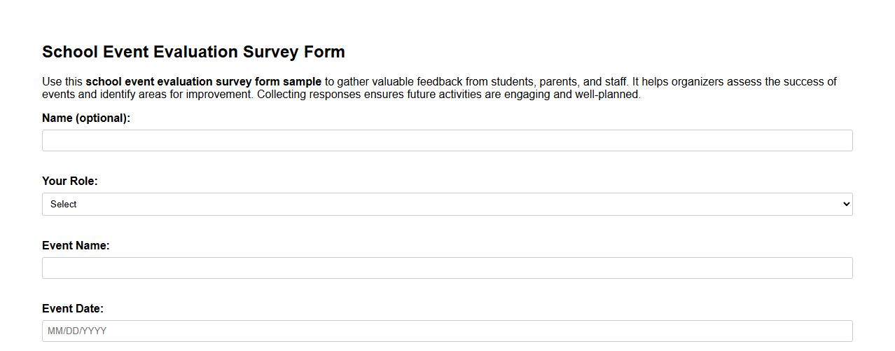 school event evaluation survey form sample image preview