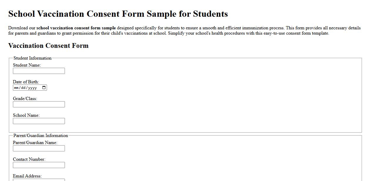 School vaccination consent form sample for students image preview