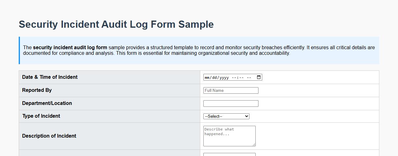security incident audit log form sample image preview