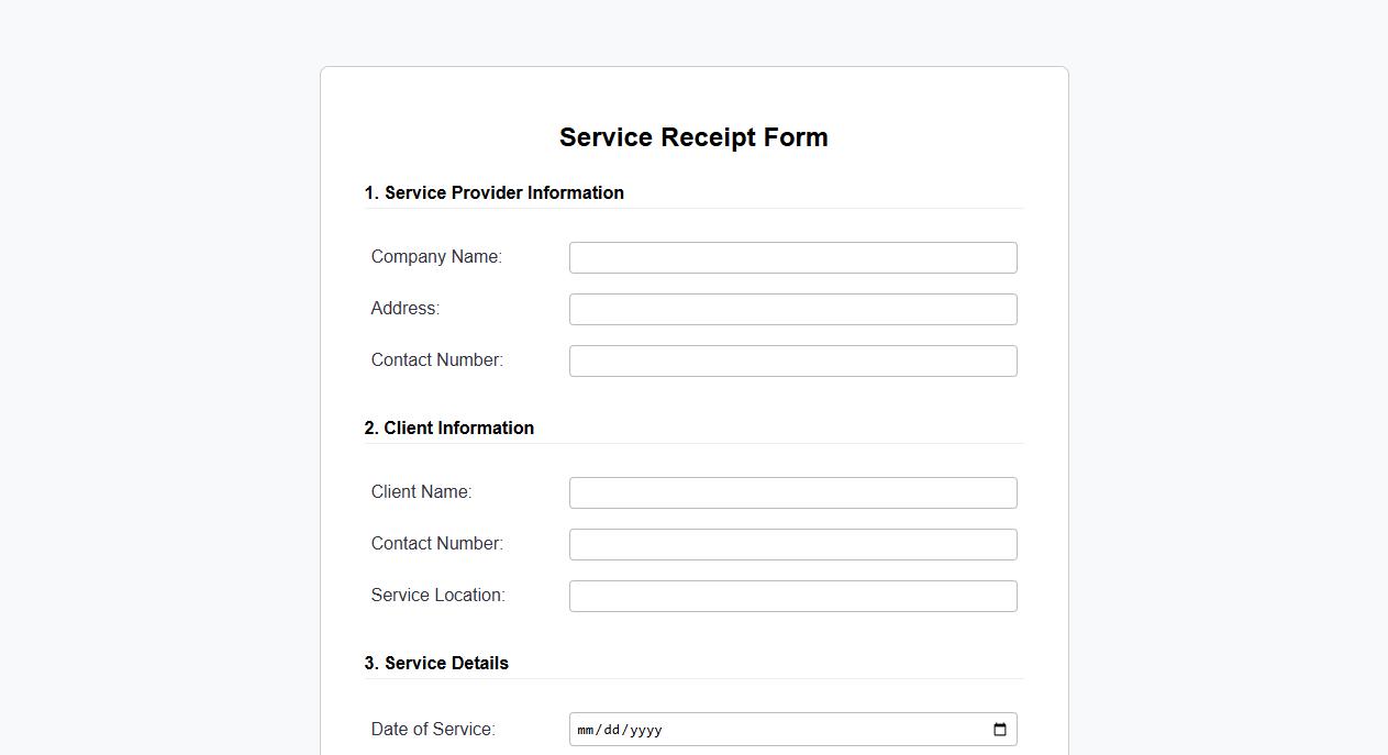 service receipt form sample for maintenance services image preview