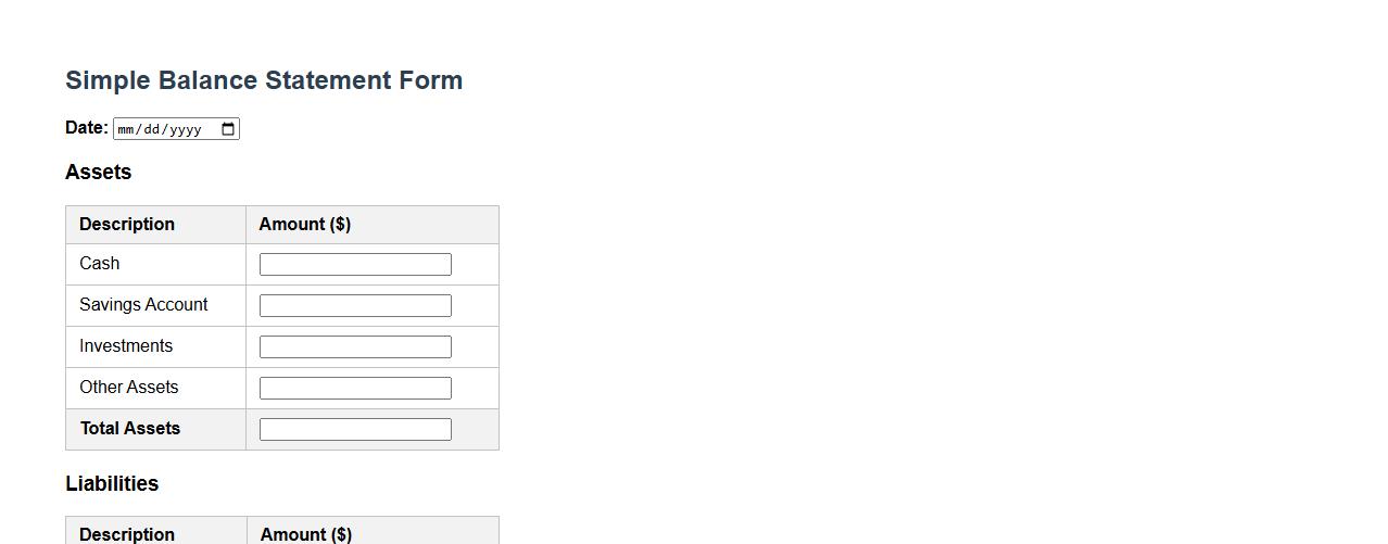 simple balance statement form sample for individuals image preview