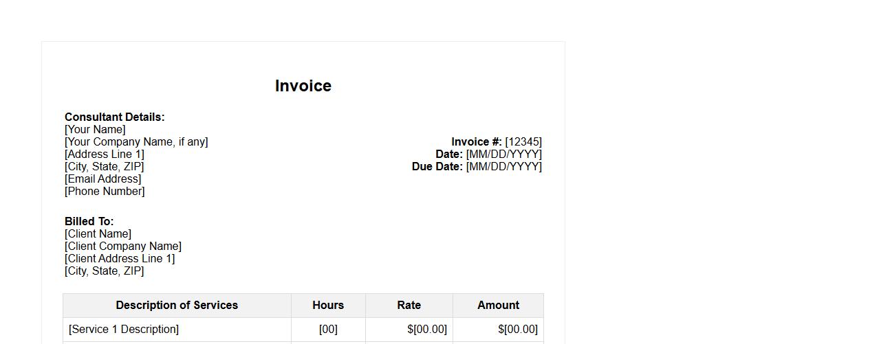 simple invoice format in word for consulting image preview