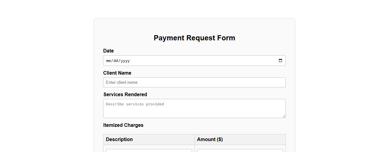 simple payment request form sample for services rendered image preview