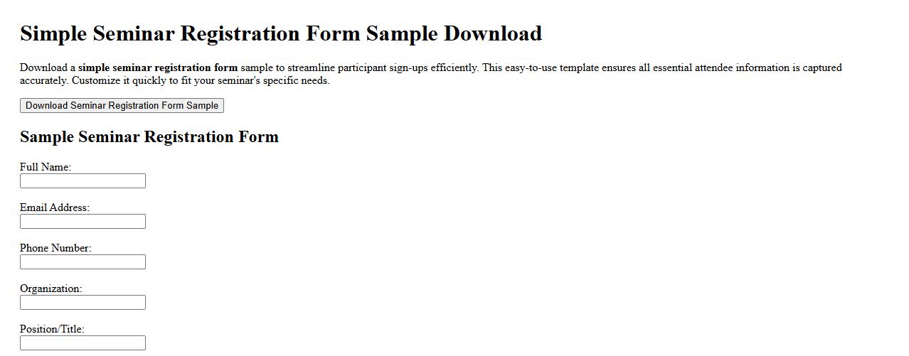 simple seminar registration form sample download image preview