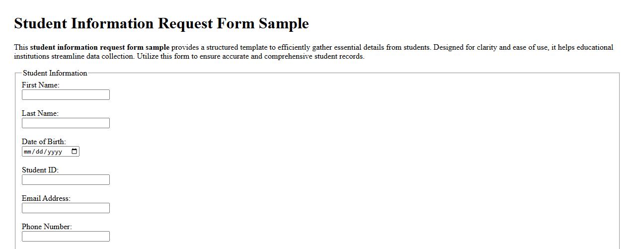 Student information request form sample image preview