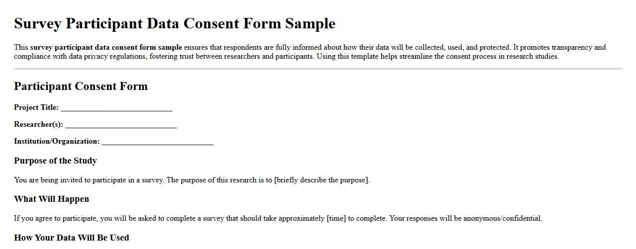 survey participant data consent form sample image preview