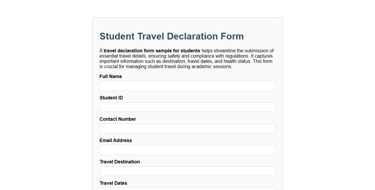 travel declaration form sample for students image preview