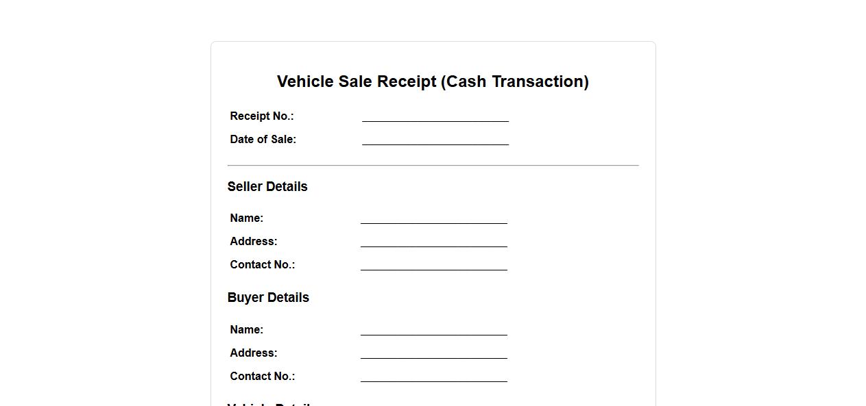 Vehicle sale receipt format for cash transactions image preview