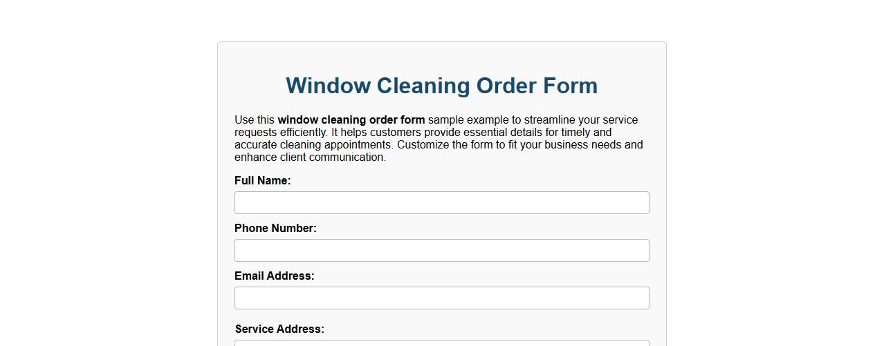 window cleaning order form sample example image preview