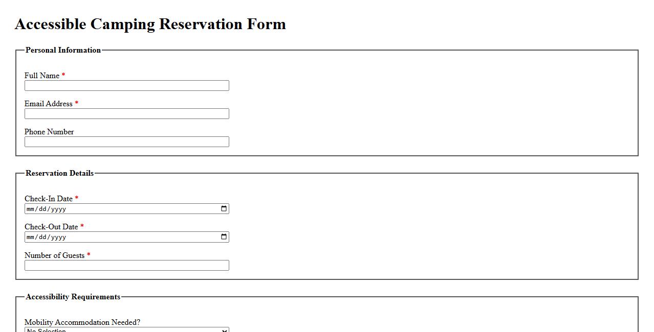 accessible camping reservation form sample for disabled image preview