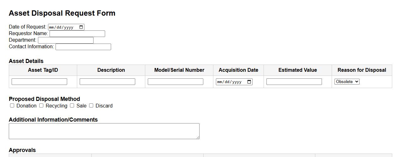 asset disposal request form sample for educational institutions image preview