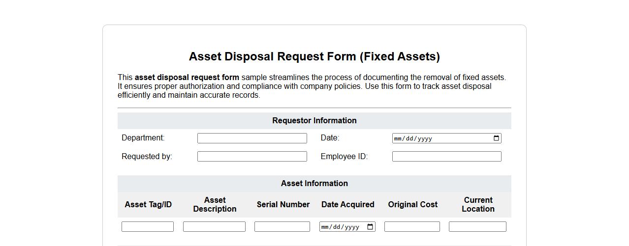 asset disposal request form sample for fixed assets image preview