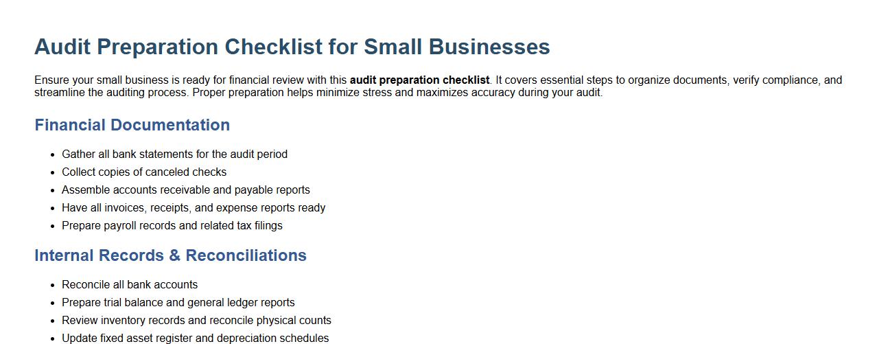 audit preparation checklist for small businesses image preview