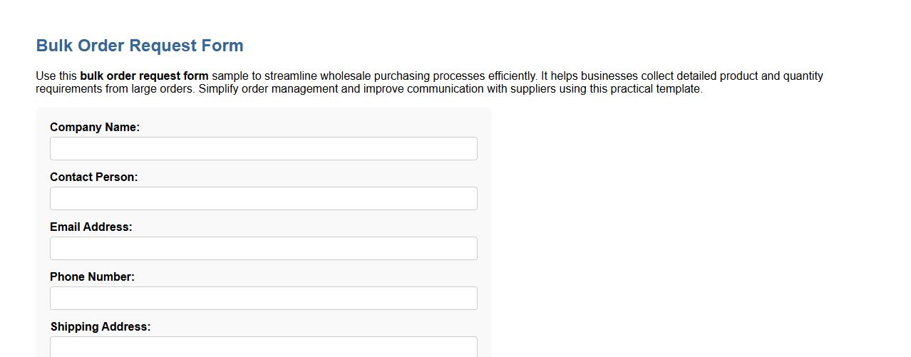 bulk order request form sample for wholesale image preview