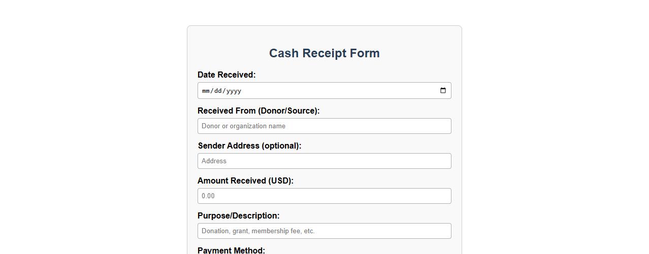 cash receipt form for nonprofit organizations image preview