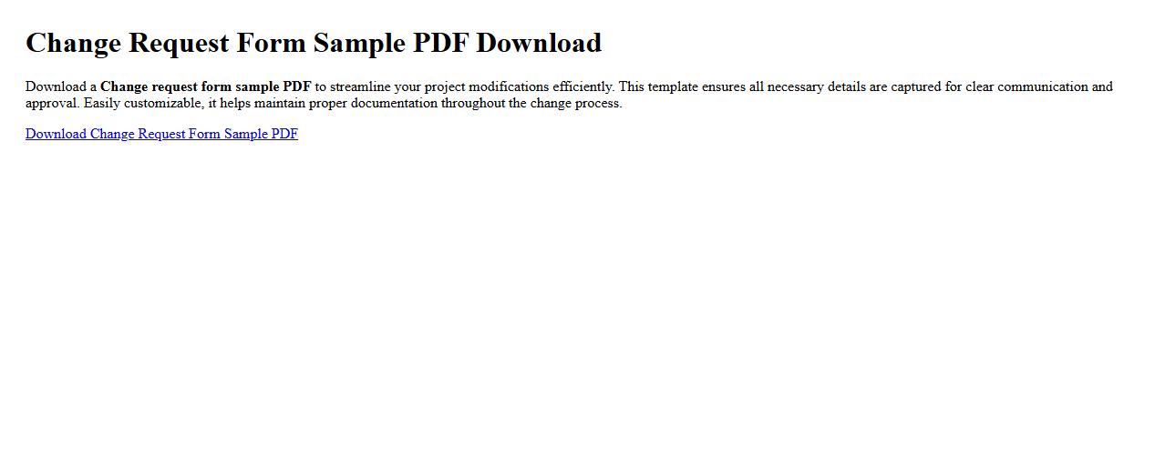 Change request form sample PDF download image preview