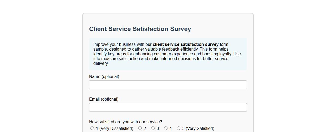 client service satisfaction survey form sample image preview
