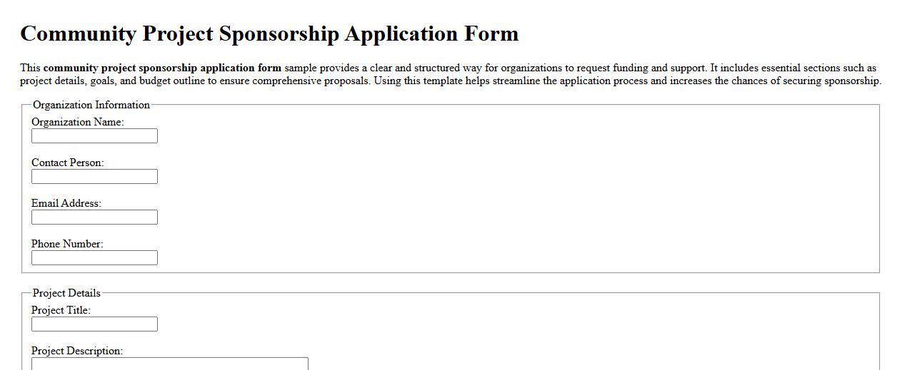 Community project sponsorship application form sample image preview