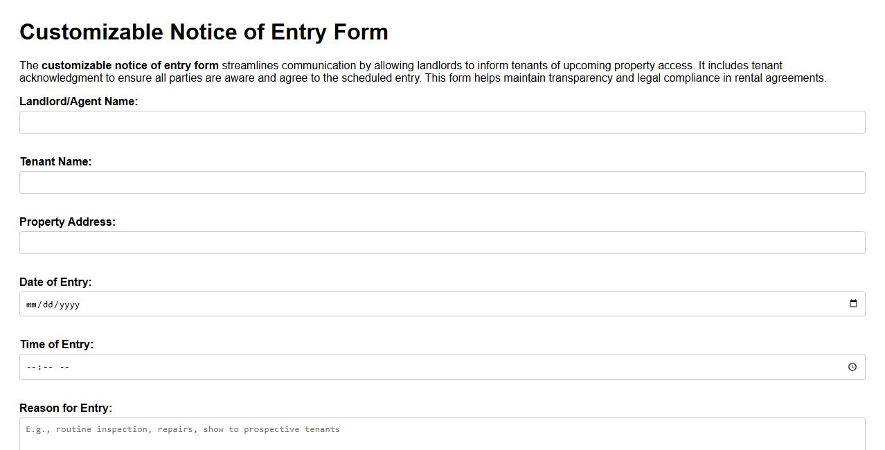 customizable notice of entry form with tenant acknowledgment image preview