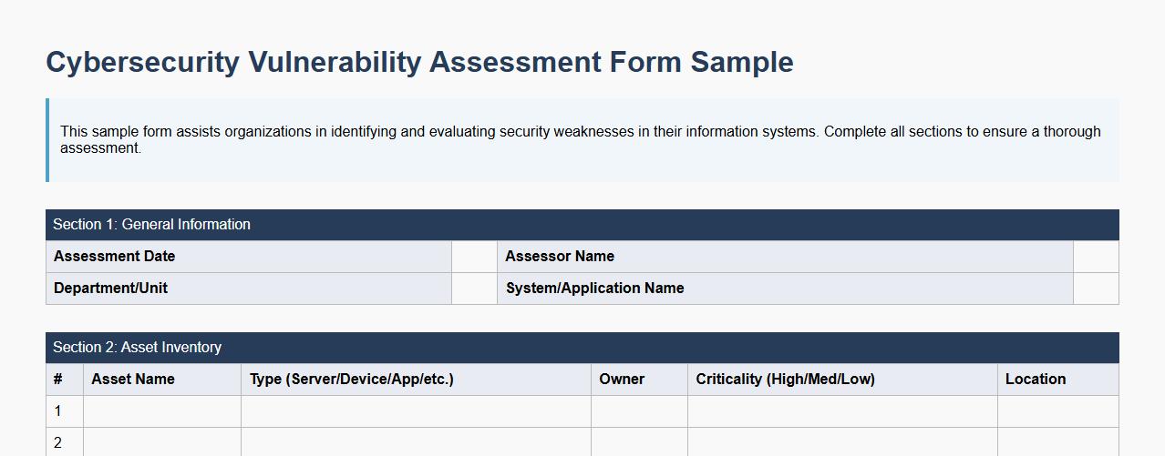 cybersecurity vulnerability assessment form sample image preview