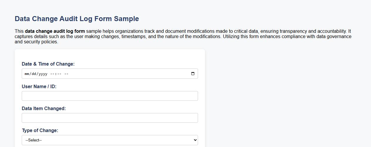 data change audit log form sample image preview