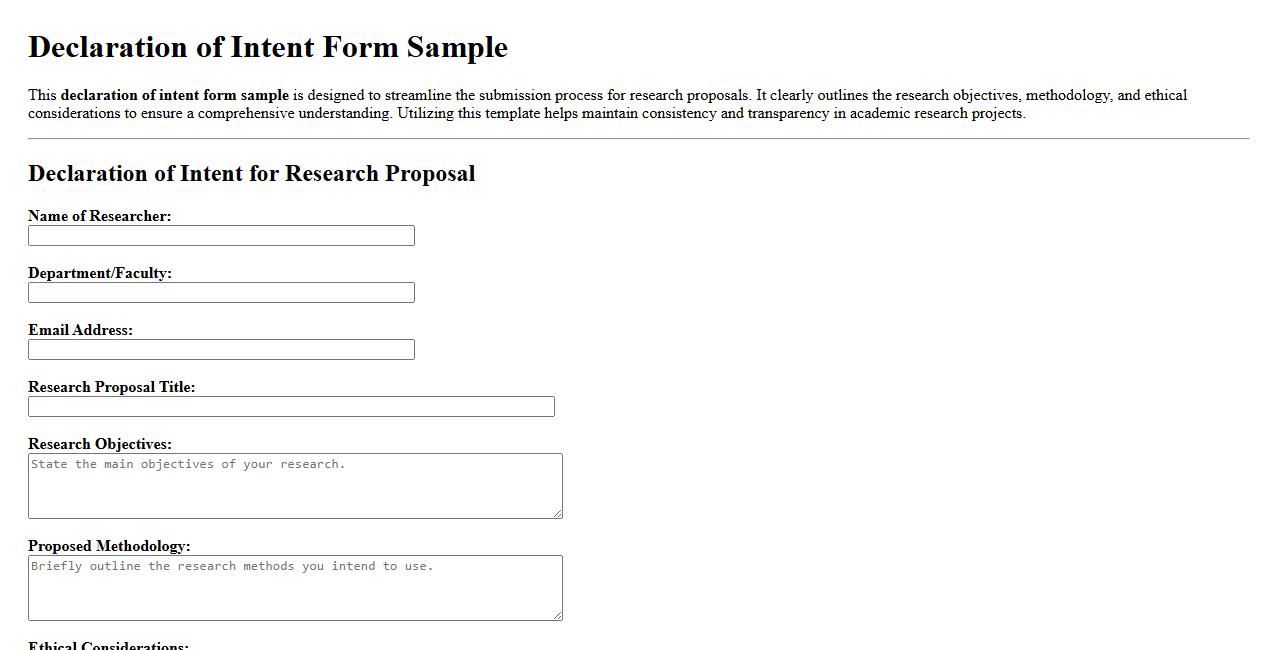 declaration of intent form sample for research proposal image preview